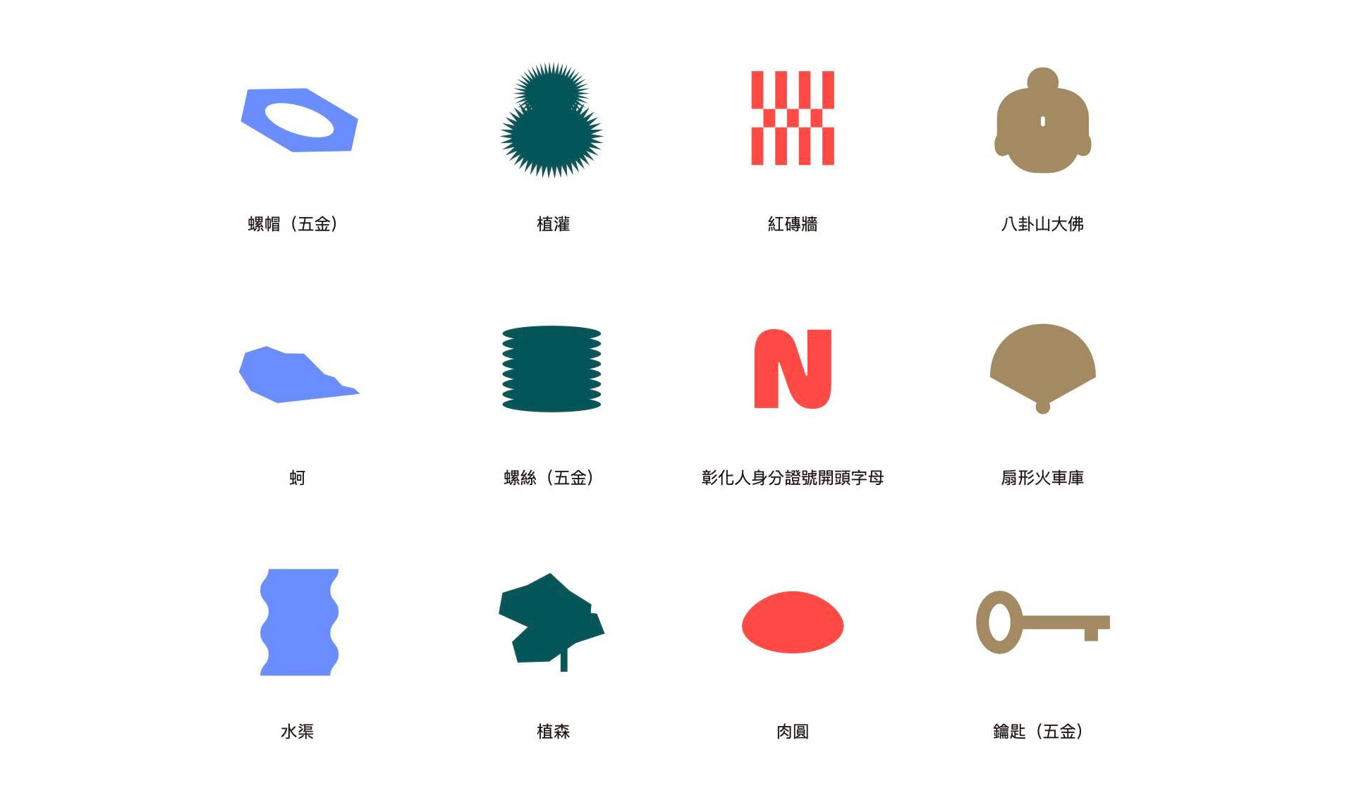 副視覺則由主色延伸出36種半抽象幾何圖像，轉化為符號讓大眾更易理解